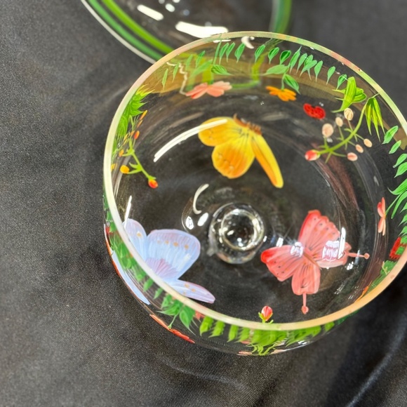 Petite Pedestal Cake Desert Stand with Handpainted Butterflies Flowers - Picture 12 of 12